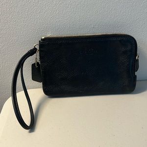 Coach black leather wristlet